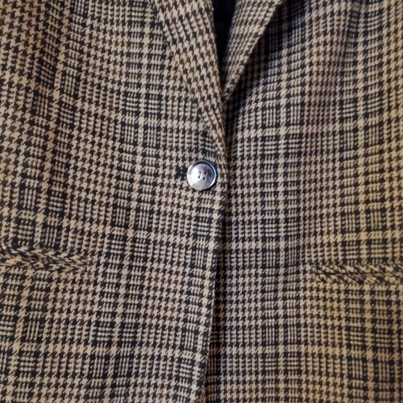 L size 14 Plaid Black Taupe Jacket Blazer - Picture 6 of 6